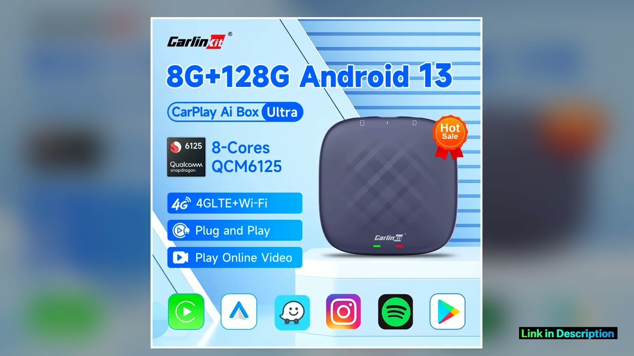 CarlinKit 8G128G Android 13 CarPlay TV AI Box Qualcomm 8Cores Wireless Android Auto CarPlay Video