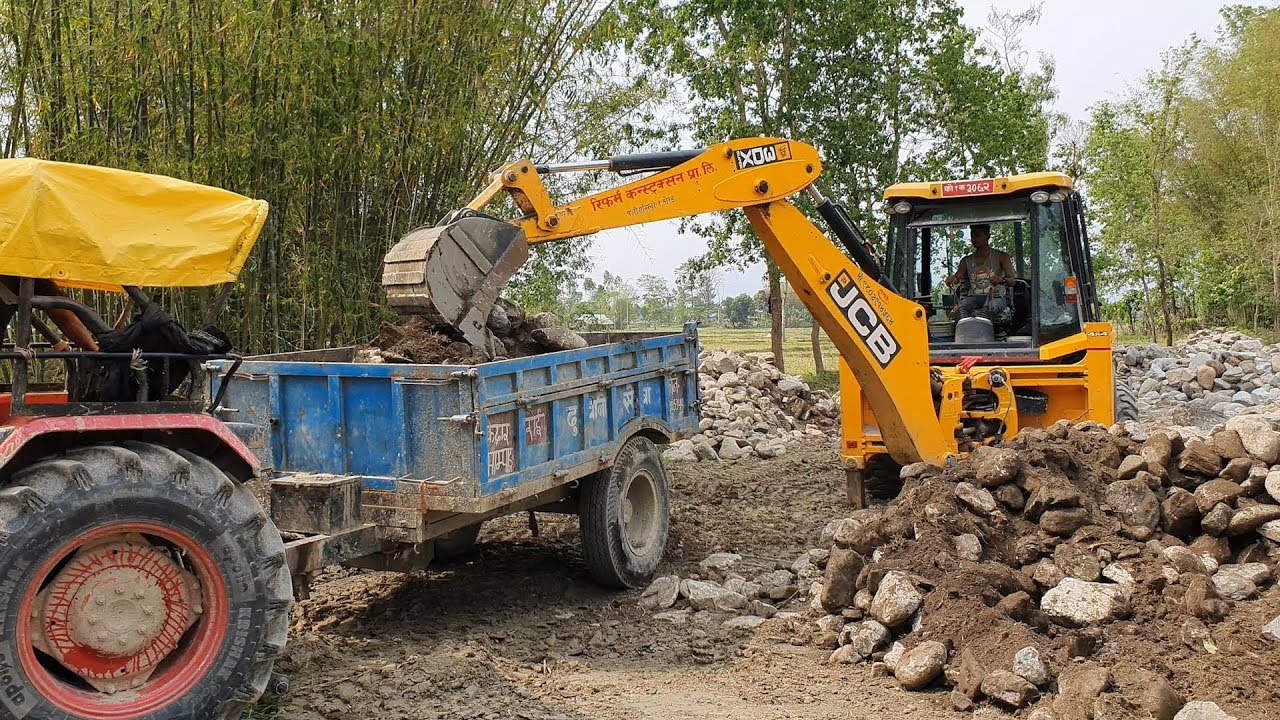 JCB Loading Stone in Tractor - JCB Digger Video