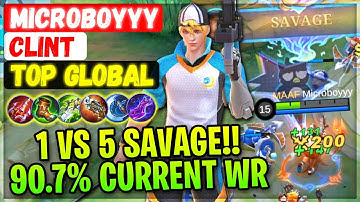 1 VS 5 SAVAGE !! 90.7% Current Win Rate [ Top Global Clint ] Microboyyy - Mobile Legends Gameplay