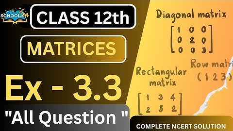 📘 Class - 12 Ex - 3.3, Q1 to Q12 ll Matrices Class 12 CBSE l NCERT l School24(NCERT SOLUTION)