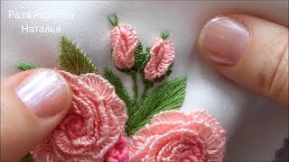 картинка: МК. Вышивка бутона розы. Два способа. Rose bud embroidery.Two ways.