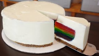Rainbow Glass Jelly Cheesecake