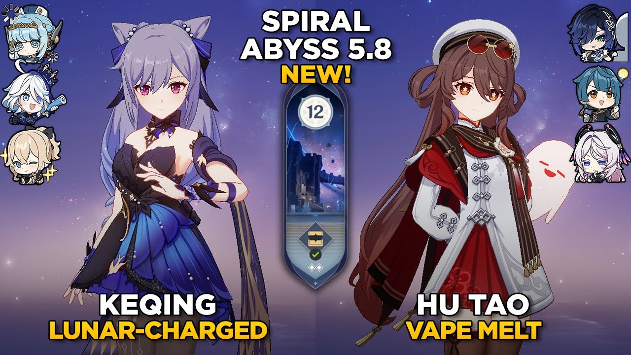 NEW! Spiral Abyss 5.8 | C4 Keqing Lunar-Charged & C0 Hu Tao Vape Melt | Genshin Impact 5.8