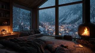 Winter Serenity: Cozy Up by the Fireplace and Snow Falls Gently Outside - The Ultimate Ambience