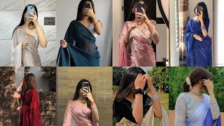 Saree Hidden Face Photo Poses Stylish Saree Hidden Face Poses