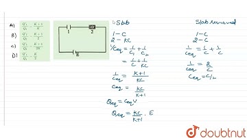 Two identical capacitors 1 and 2 are connected in series to a batery as shown in figure. Capacit...