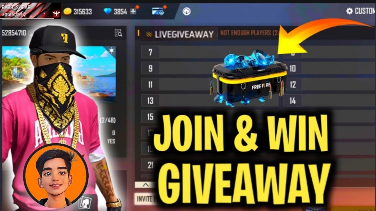 FREE FIRE LIVE GIVEAWAY CUSTOM ROOM | FF LIVE TEAM CODE GIVEAWAY | FF ...