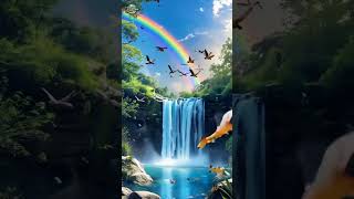 Soothing Waterfall & Rainbow Vibes Perfect for Relaxation Part 1 #asmrsounds #shorts