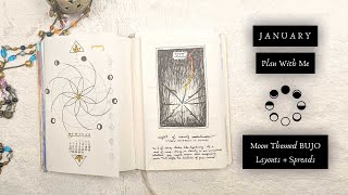 January Tarot Card & Moon Themed Bullet Journal Layout & Spread Witchy Plan With Me