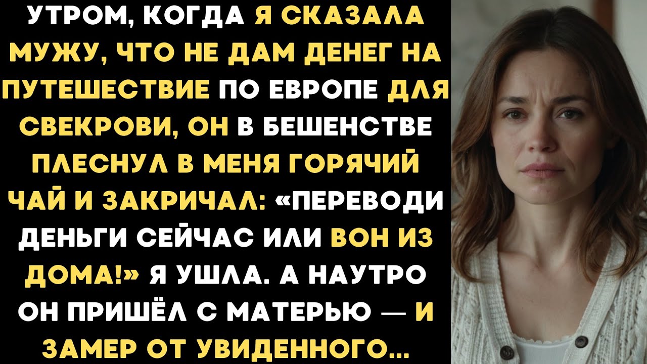 Утром я сказала мужу, что не дам денег на путешествие для свекрови, а он в плеснул в меня кипяток...