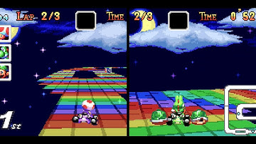 Mario Kart: Super Circuit - All SNES Tracks Splitscreen Races (Game Boy Advance Switch Online)