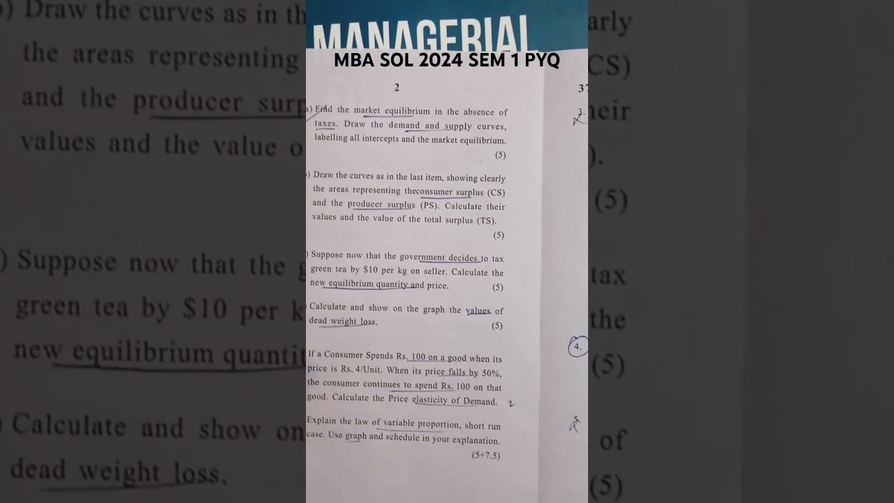 MBA SOL 2024 Sem 1 PYQ of Managerial Economics. 