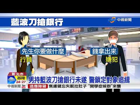 蒙面風衣男闖銀行 持藍波刀行搶未遂│中視新聞 20180908