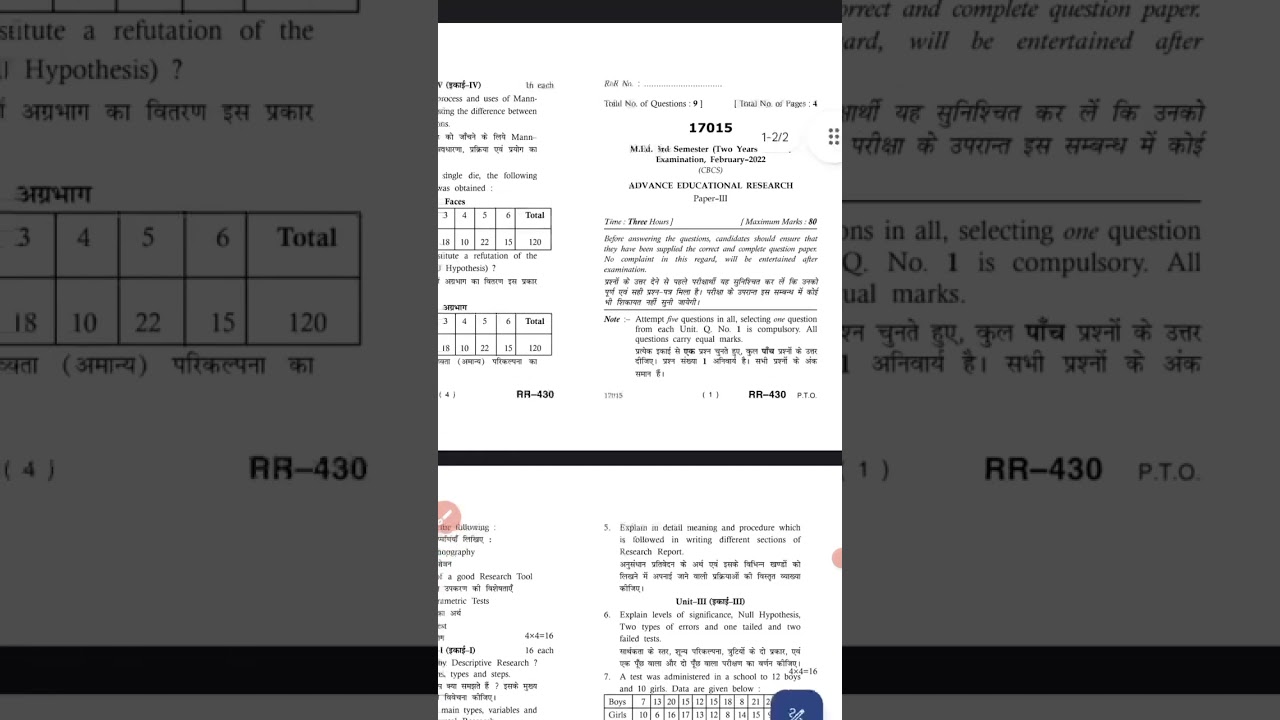 Advance educational research M. ed 3rd sem paper MDU