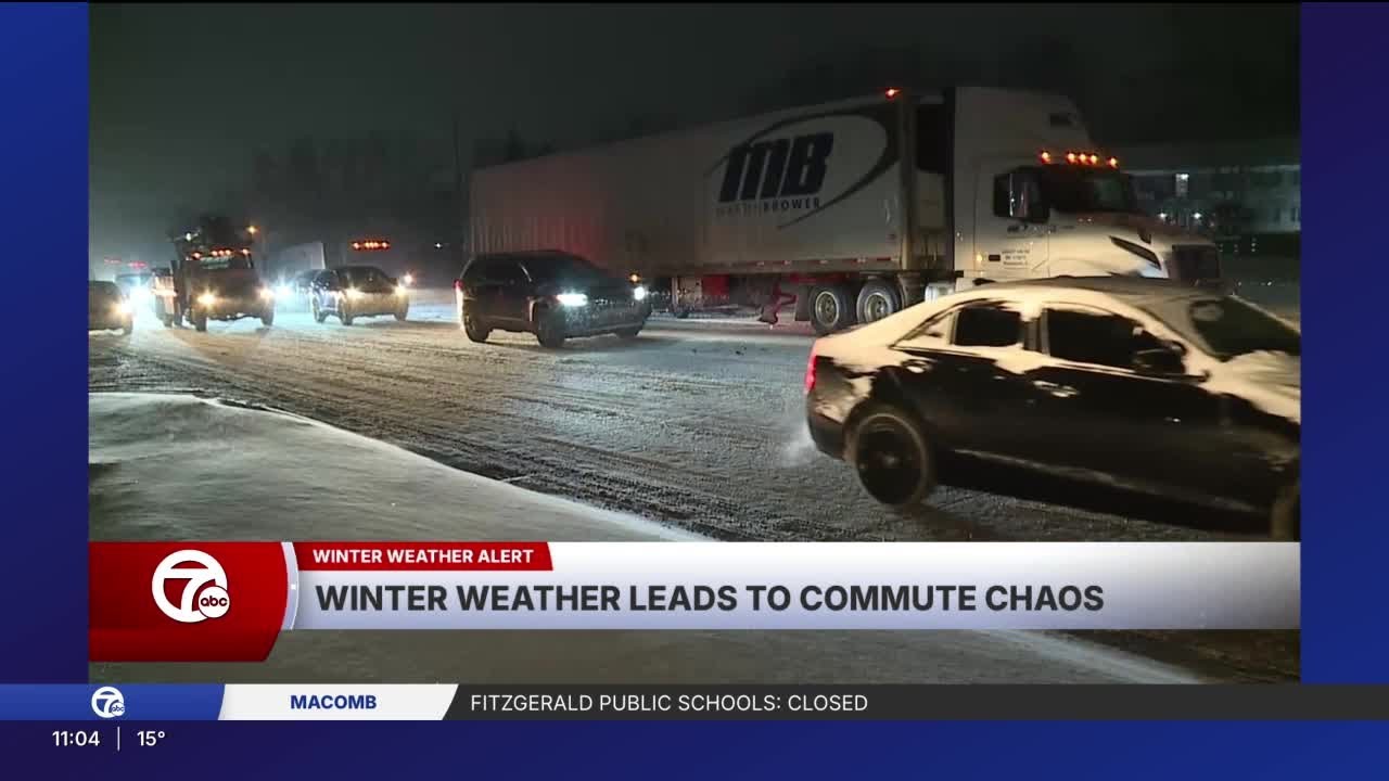 Drivers experience rush-hour traffic nightmare as snow creates icy conditions