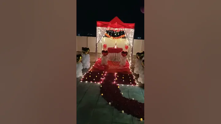 Anniversary Surprise Decoration, Rooftop romantic candle light dinner decoration, Gazebo Setup Decor