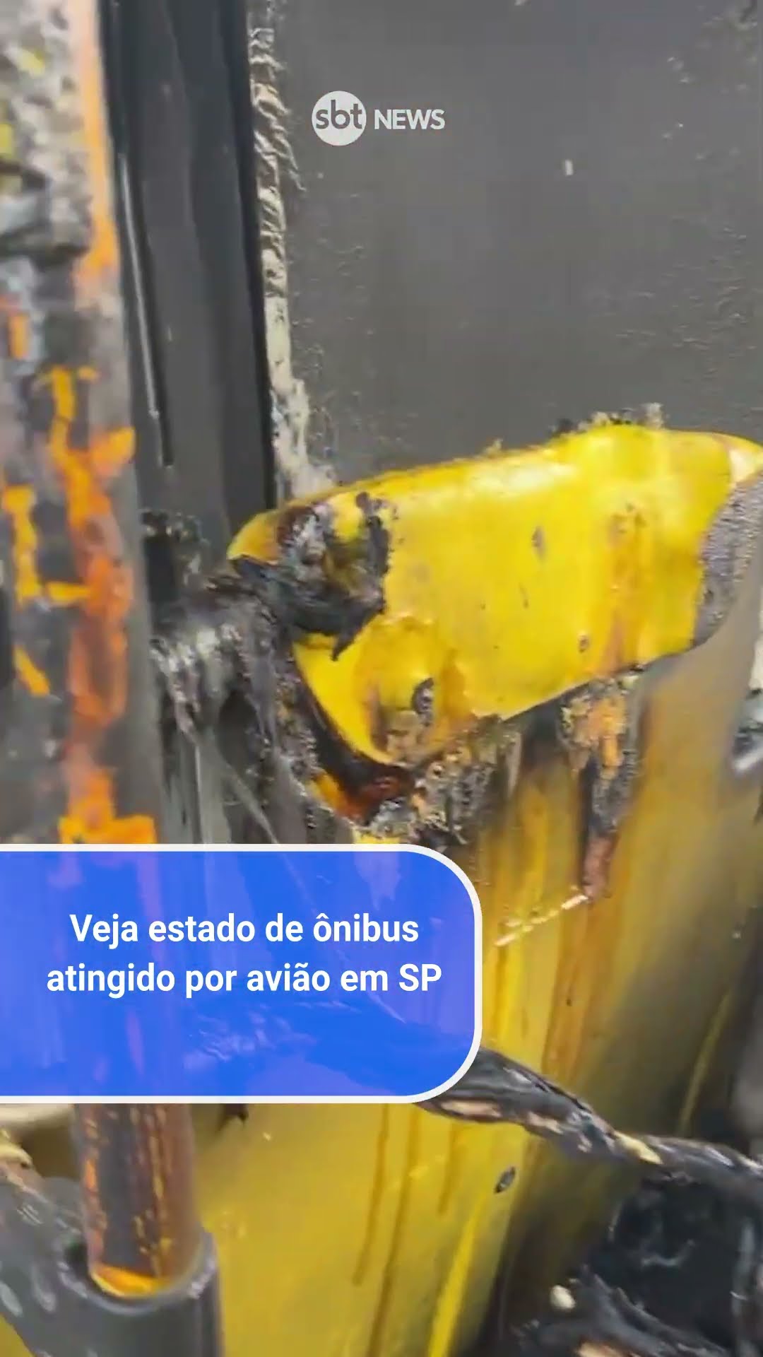 Veja o estado do ônibus atingido por avião em SP