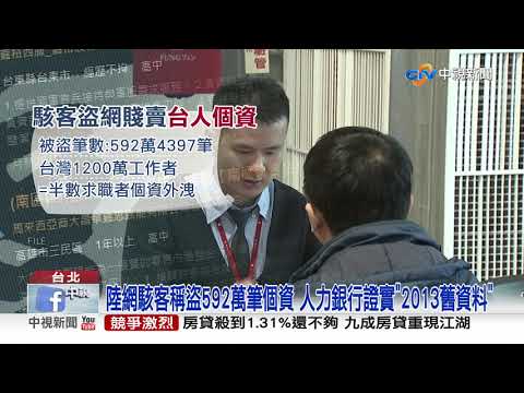 求職個資傳遭駭陸網賤賣 人力銀行:已報案清查│中視新聞 20201005