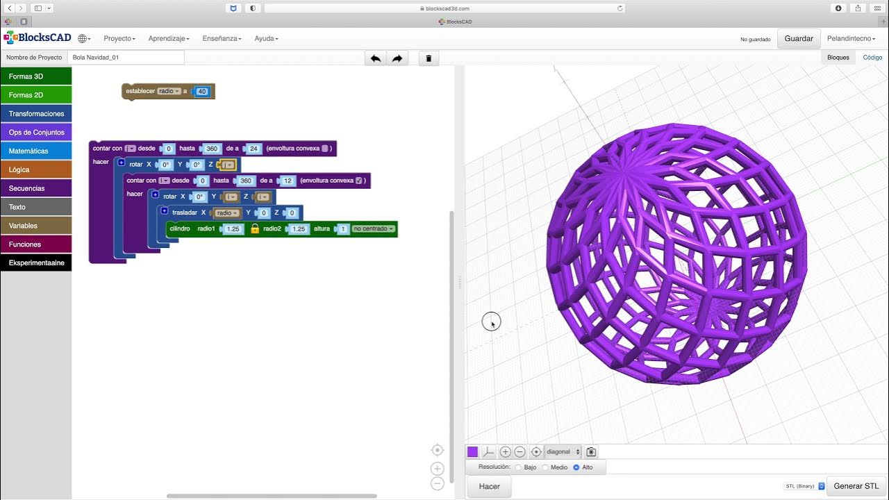 BlocksCAD: Bola de Navidad 01 - YouTube