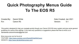 Canon EOS R6 & R5 Quick Guide To The Menu Settings!