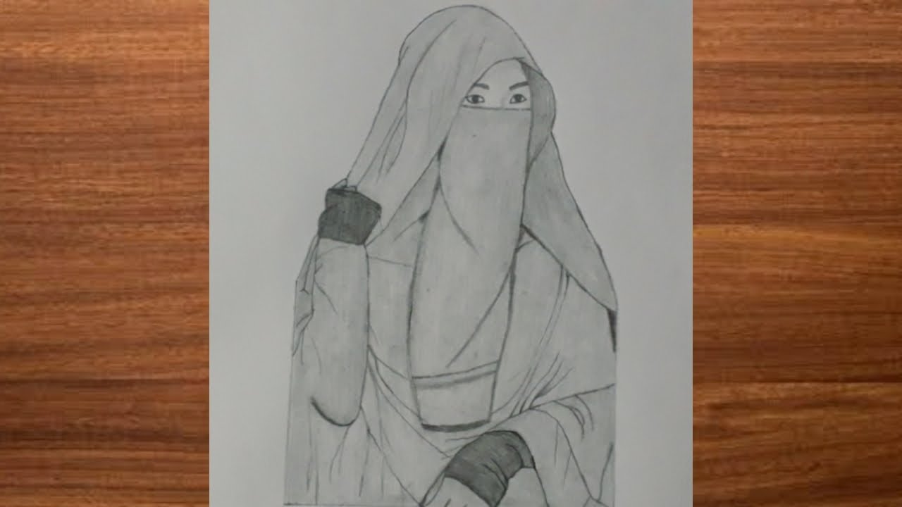 how to draw a girl with hijab easy niqab hijab drawing girl YouTube