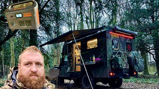 Winter woodland in my 4x4 camper. Land Rover overlander