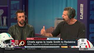 aaron rodgers on alex smith trade injury upcoming super bowl golic wingo