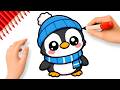 HOW TO DRAW A CUTE BABY PENGUIN EASY????????