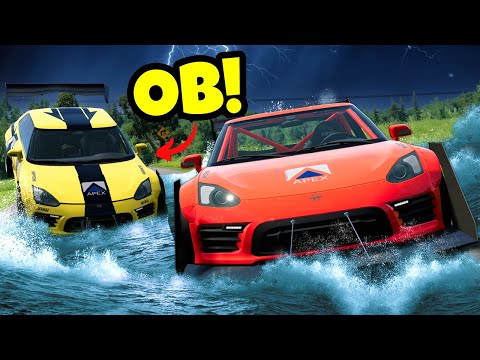 ESCAPE The FLOOD on a Mountain with OB in BeamNG Drive Mods!