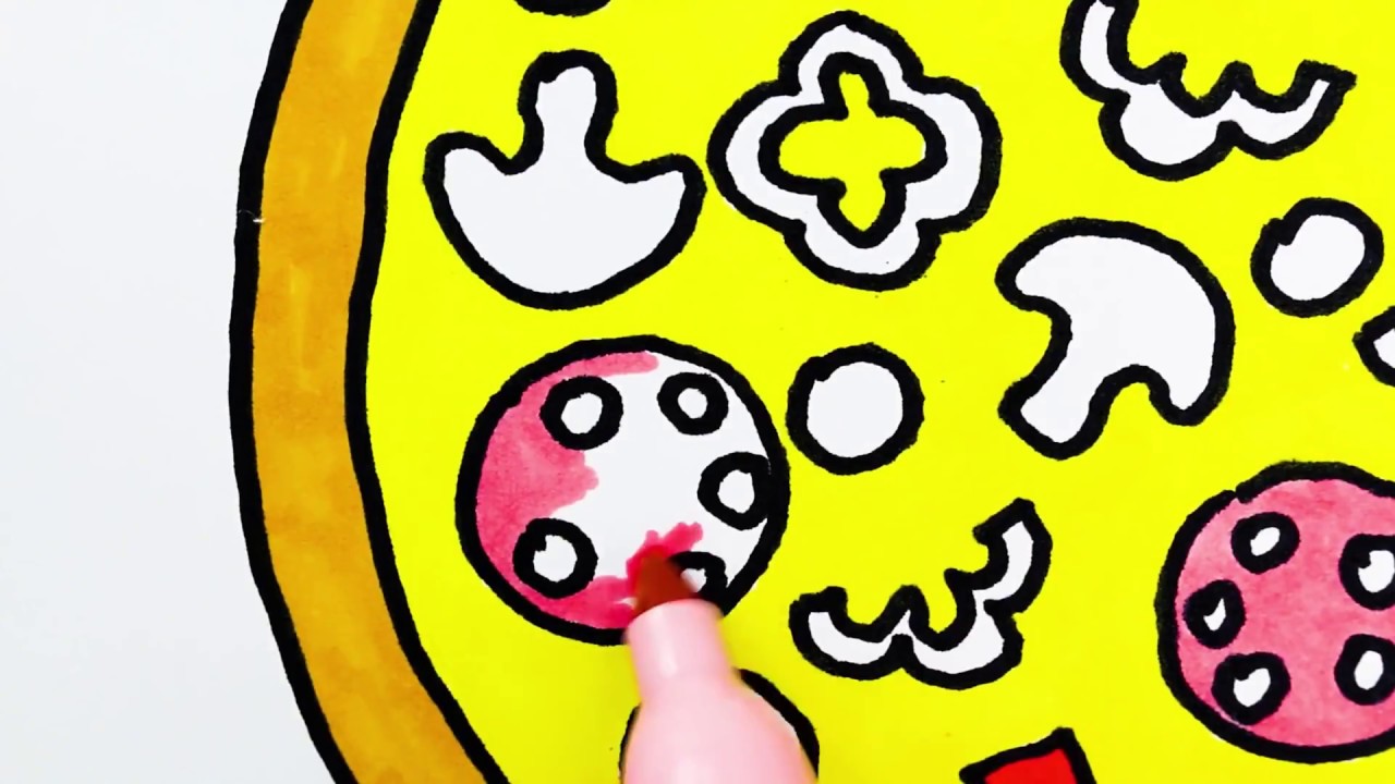 How To Draw Pizza   Coloring Book for Kids   Learning Colouring Pages with Colored Markers