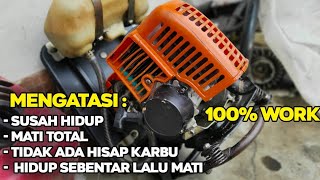 PASTI NYALA! CARA MENGATASI MESIN RUMPUT 2 TAK TIDAK BISA HIDUP, SUSAH HIDUP, GANTI SEAL/SIL KRUK AS