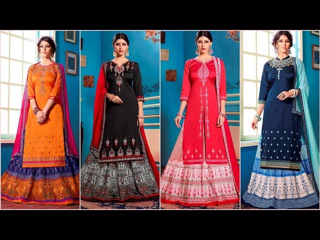 Long Kurti With Skirt / Lehenga Designs - YouTube