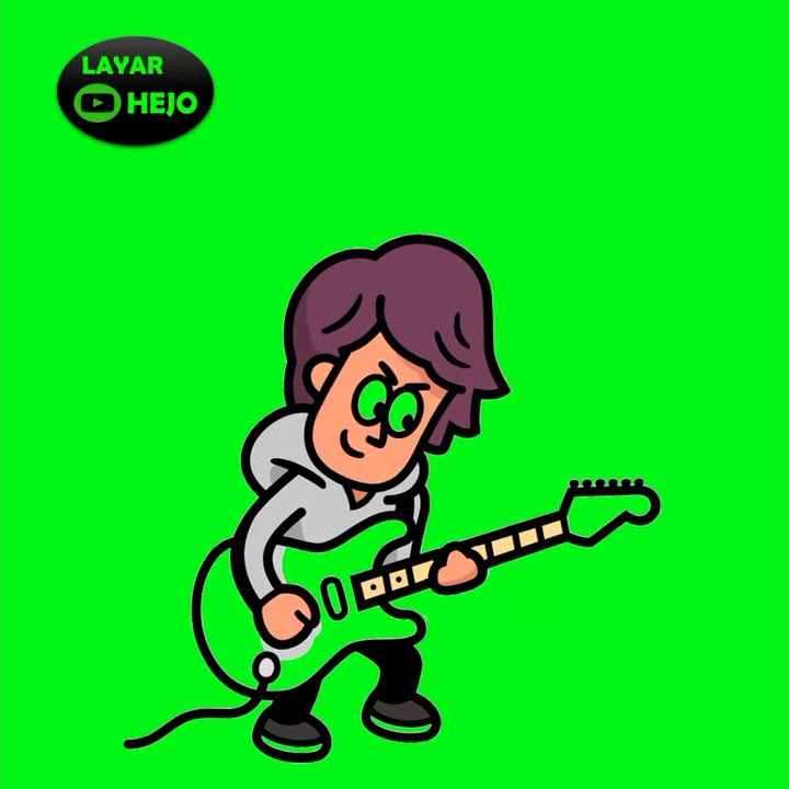 Green Screen playing the guitar - bermain gitar 0381