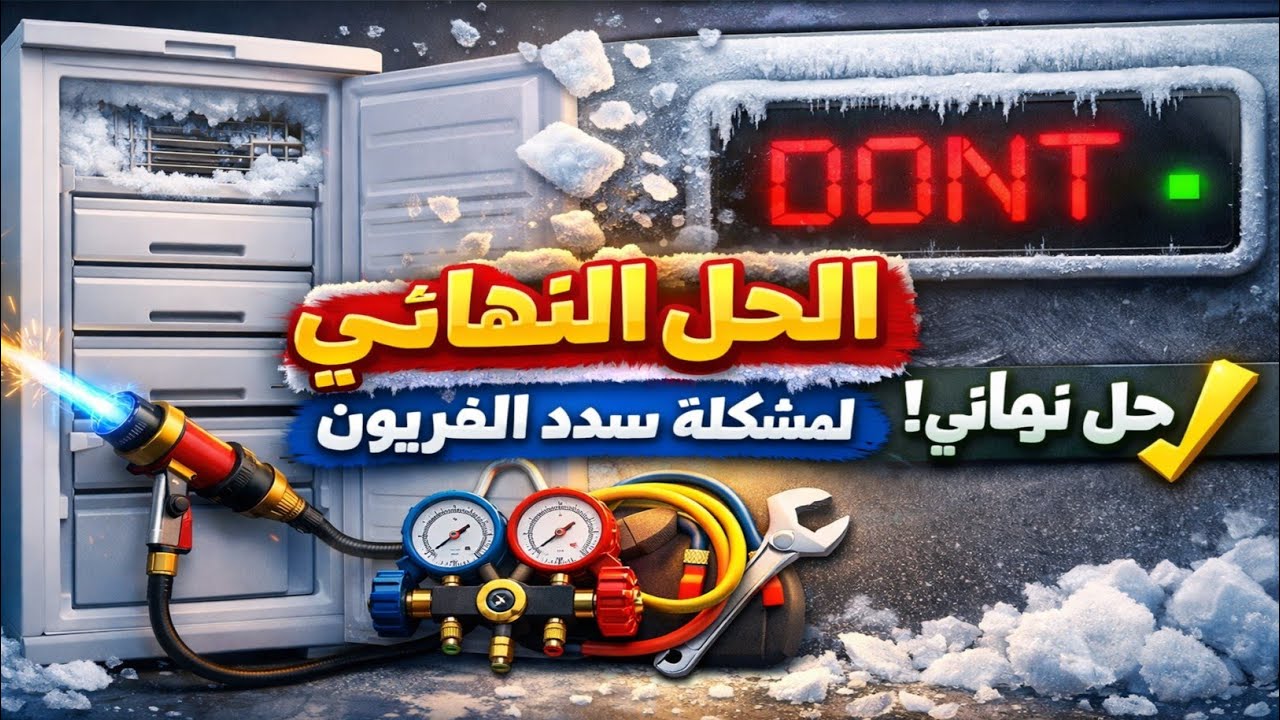 الحل النهائي لمشكله سدد الفريون في الديب فريزر الكريازي 5 درج😱طريقه جديده لتنظيف الكابلري المدفون