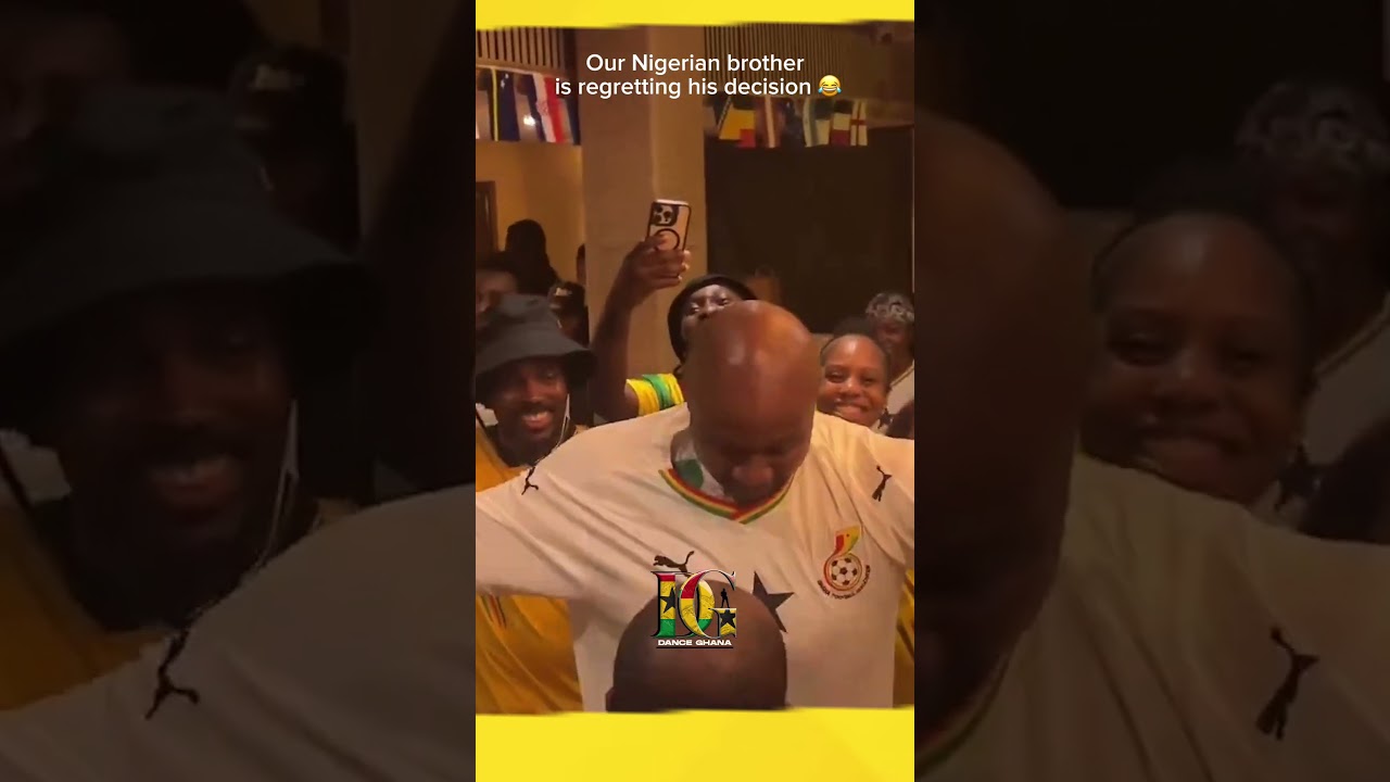 A Nigerian came to troll Ghana at the viewing center and ended up in a Ghana jersey 😭😂 #blackstars