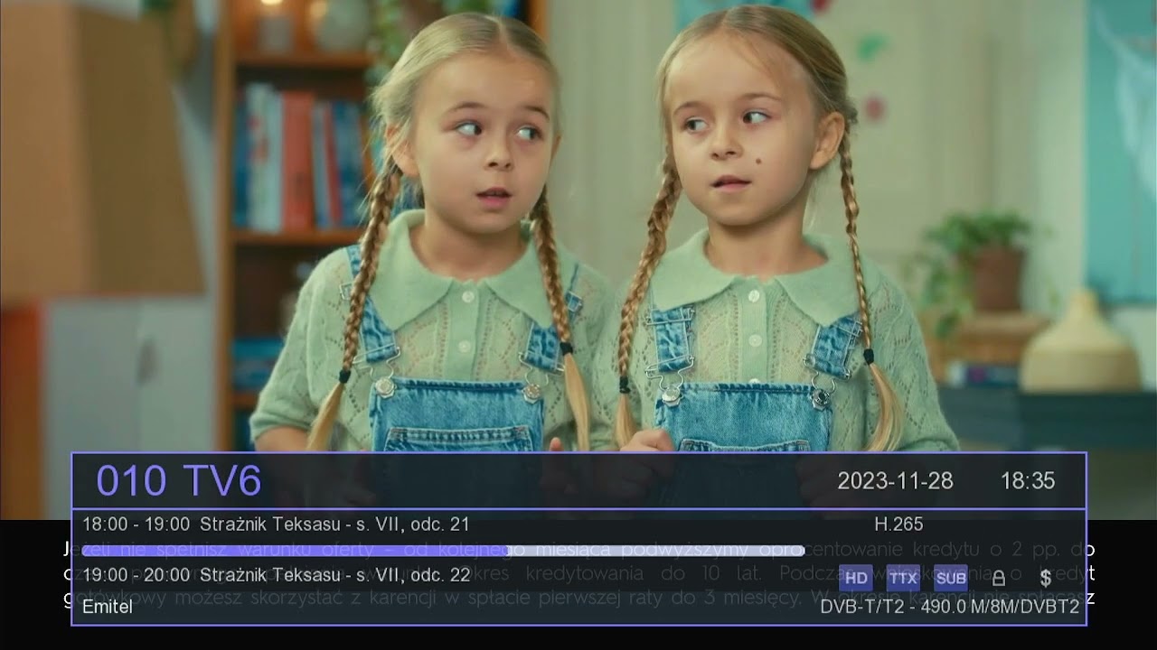 Zapping kanałów dvb-t2 h265 28.11.2023