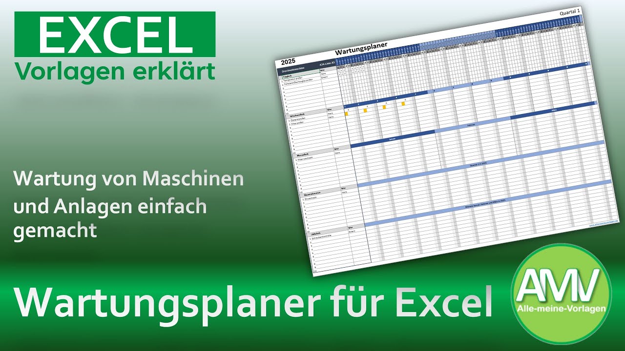 Wartung von Maschinen und Anlagen mit diesem Wartungsplaner für Excel ...