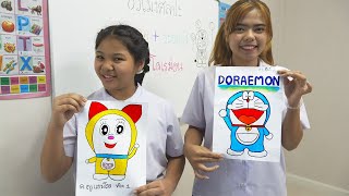 หนังสั้น | วาดภาพ+ภาพระบายสี โดเรม่อน EP.1 | Drawing + coloring pictures Doraemon