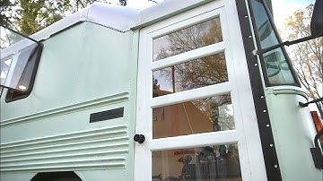 School Bus Conversion Episode 27 - Installing Our Floor and Putting Glass In Our Door! CHECK IT OUT!