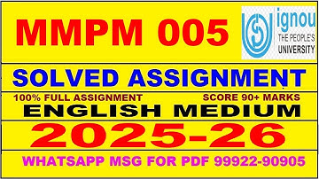 MMPM 005 solved assignment 2025-26 in English || mmpm 005 solved assignment 2026 || mmpm5 2025-26