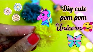 Cute DIY pom pom unicorn |How to make a pom pom unicorn screenshot 5
