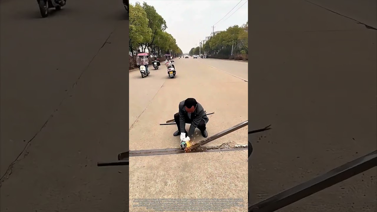 Good Man Cutting Buckled City Bridge Steel Joint to Remove Hazard – But This DIY Not Recommended !