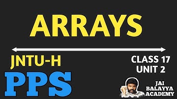 JNTUH PPS : CLASS 17 : UNIT 2 ARRAYS
