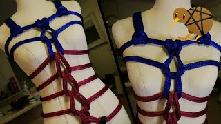 Wine, Blue and Black Chain Stitch Karada - Shibari Improv
