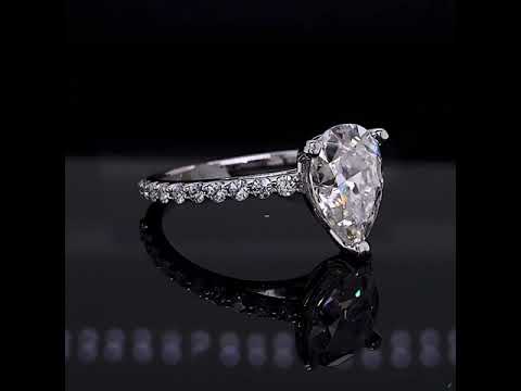 Pear Cut Moissanite Double Prong Cathedral Engagement Ring ring video