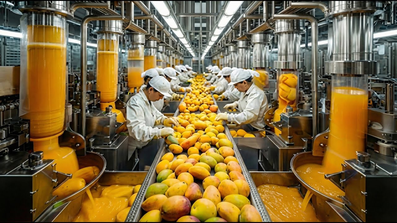 Inside Mango Juice Production | Modern Factory Processing - YouTube