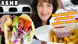 GYRO & FRIES (Doner Kabap),Tikka Kabap Food Truck ASMR Car Mukbang..& DRAMA! (Soft Spoken) Just Jojo