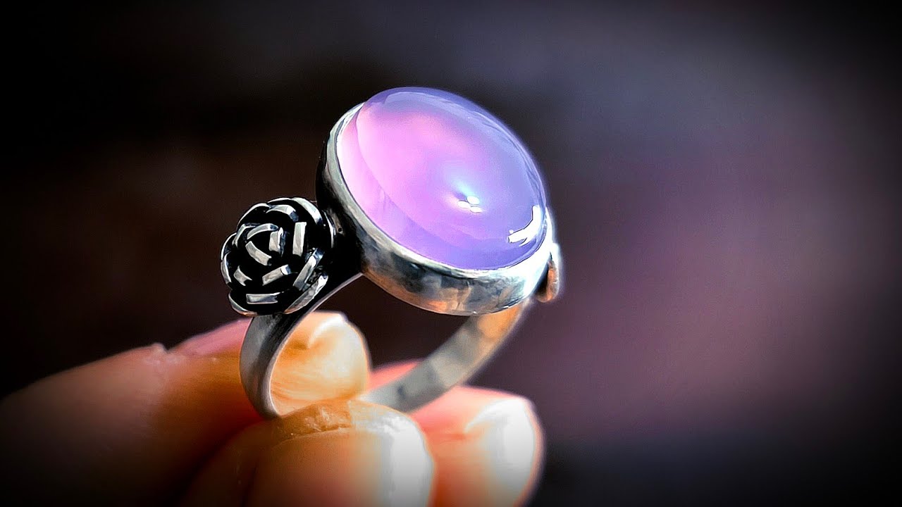 Handmade Silver Ring with Purple Chalcedony | Rose-Inspired Design