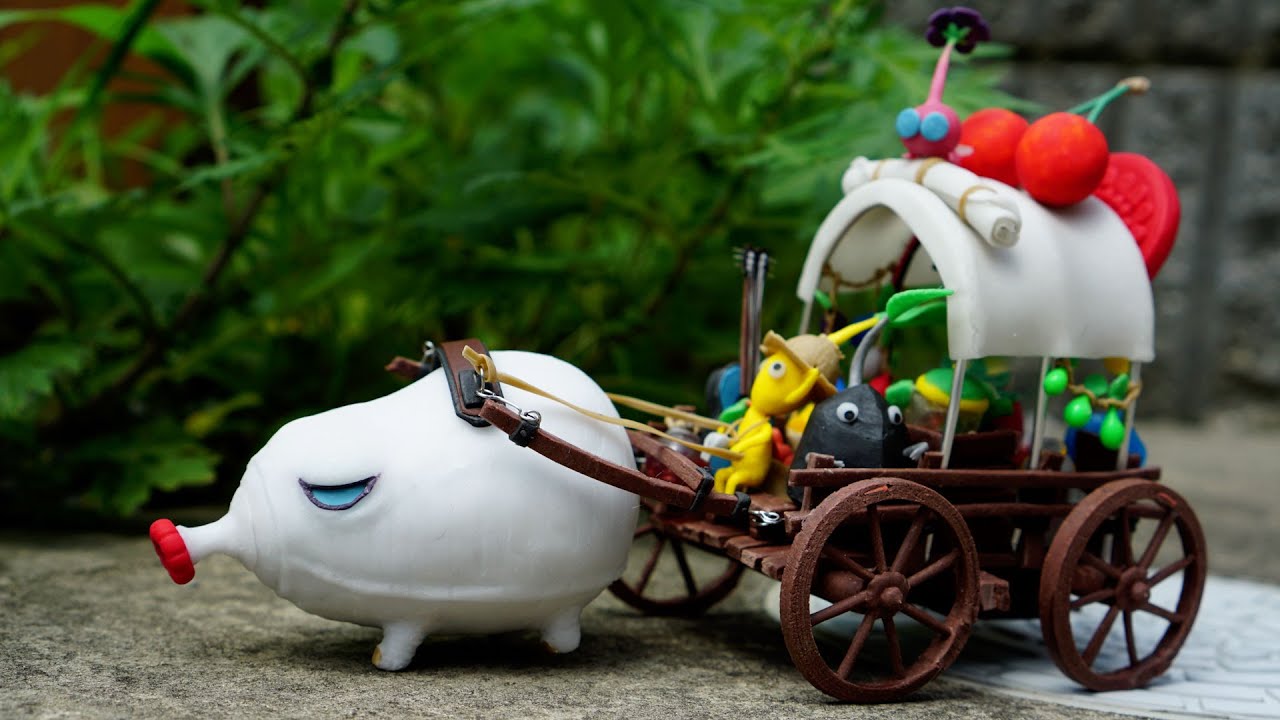 【粘土 : ピクミン】荷馬車に乗って旅をするピクミンたちを作ってみた。🌱