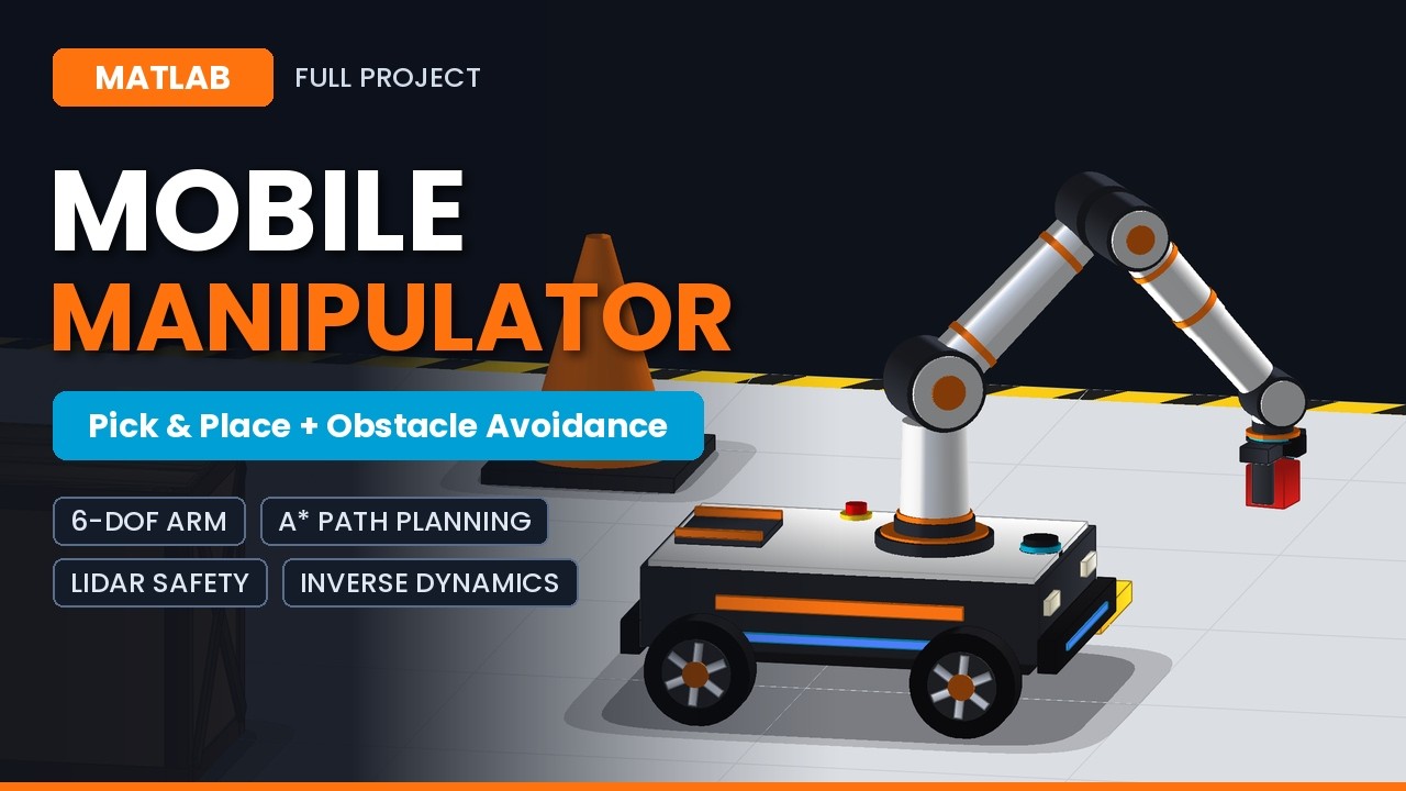 Mobile Manipulator in MATLAB | Pick and Place with Obstacle Avoidance (6-DOF Arm + Mobile Robot)